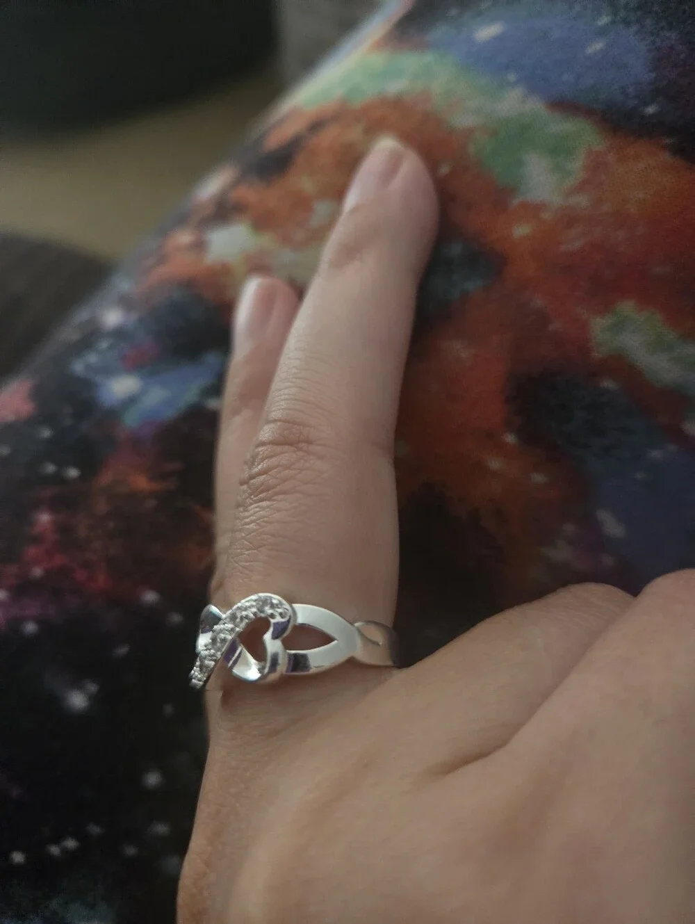 925 Silver Infinity Heart Ring with Cubic Zirconia | Size 7